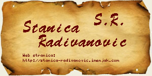 Stanica Radivanović vizit kartica